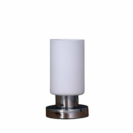 HOMEROOTS 9 in. Classic Glass & Metal Cylinder Table Lamp, White 468757